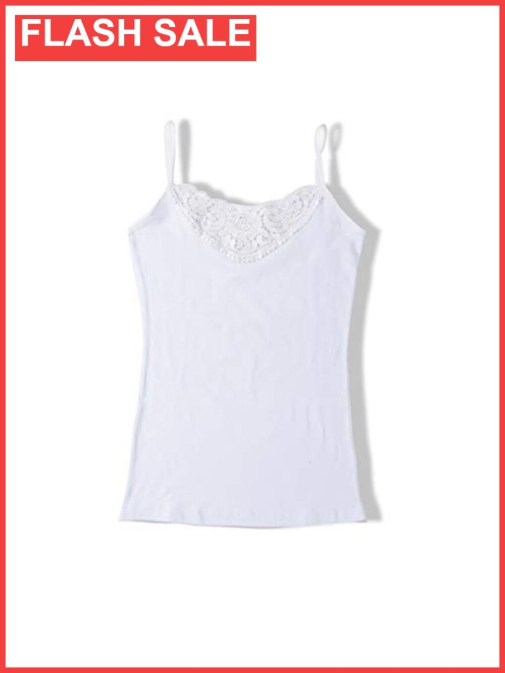 Cotton Lace Trim Camisole Tank Top Slim Fit Layering Lounge